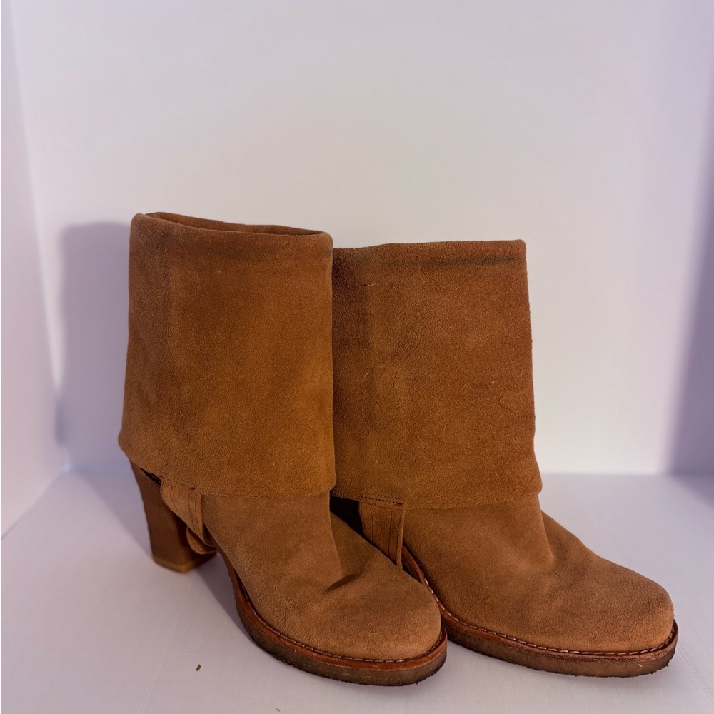 Suede Tan UGG Josie Chestnut Fold Over High Heel Boots